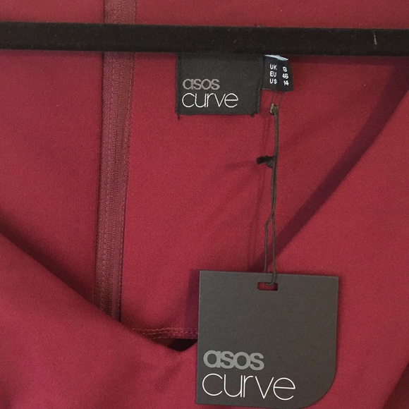 ASOS Curve Maroon dress size 14 - Picture 3 of 3
